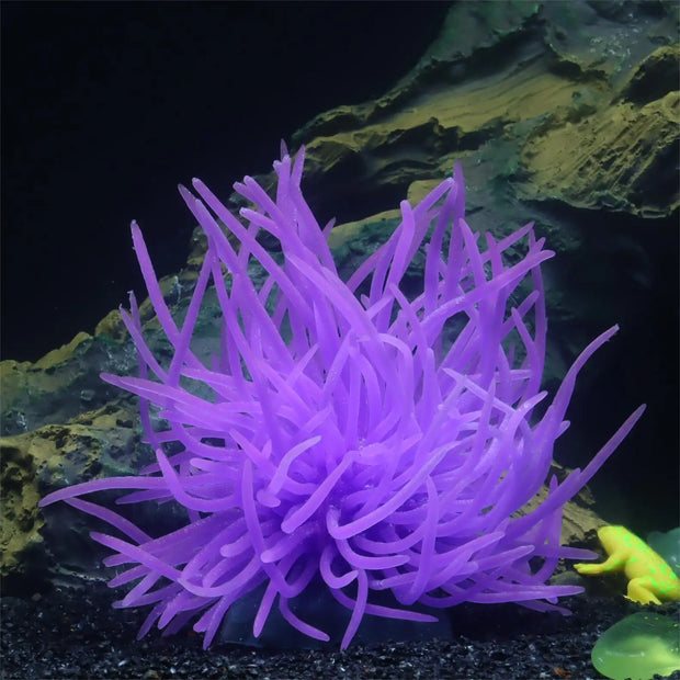 1 pc Fish Tank Decorations Aquarium Decor Plants Soft Sea Urchin Silicone Decor Glowing Fish Tank Decorations Sea Anemone Betta