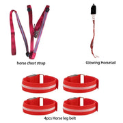 3Pcs LED Horse Ride Set Legs Chest Tails Straps Horsing Riding Luminous Equestrian Suits Night Lights Visible Horse Equestrian