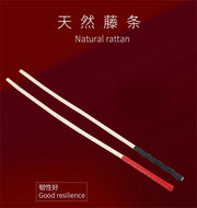 60CM Handmade Natural Rattan Horse Whip Bull Whip for Horse Training Round PU Leather Handle