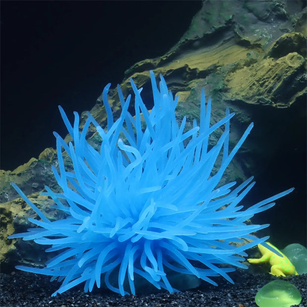 1 pc Fish Tank Decorations Aquarium Decor Plants Soft Sea Urchin Silicone Decor Glowing Fish Tank Decorations Sea Anemone Betta