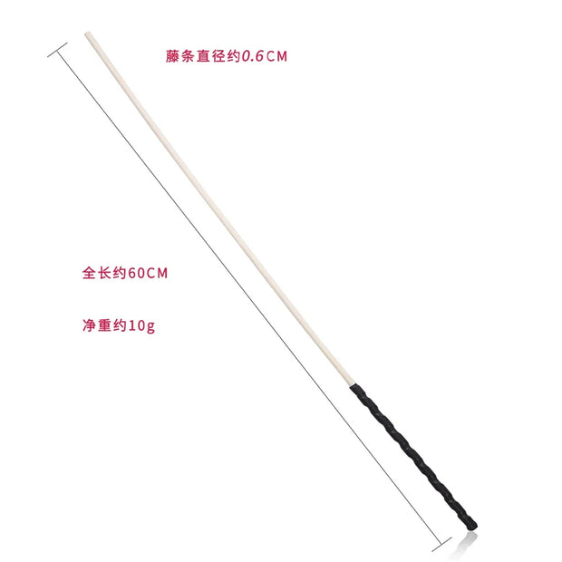 60CM Handmade Natural Rattan Horse Whip Bull Whip for Horse Training Round PU Leather Handle
